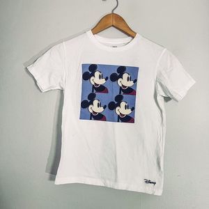 Uniqlo Unisex Andy Warhol Disney Mickey Mouse Short Sleeve T-shirt Size 9-10 Whi